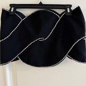 AREA Black Asymmetrical Skirt with Silver Accents